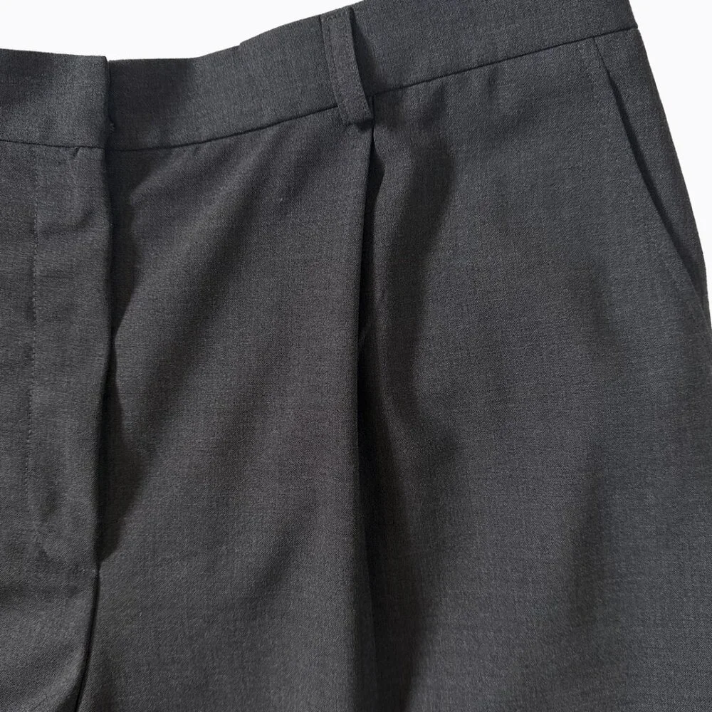 Wool Stretch Wide Leg Trouser 12P Lightweight Charcoal Office Siren Y2K Academia